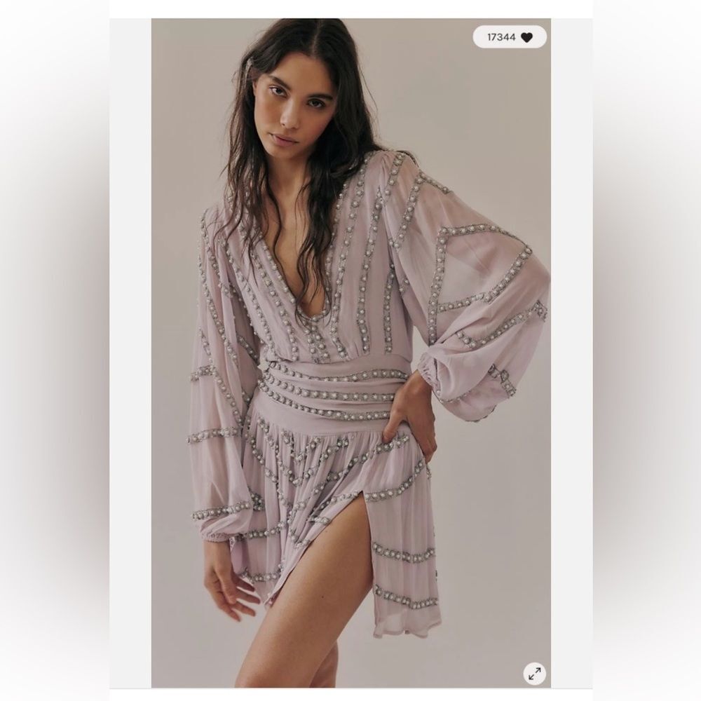 Free People Jen's Pirate Booty Odyssey Pearl Studded Embellished Mini Dress L